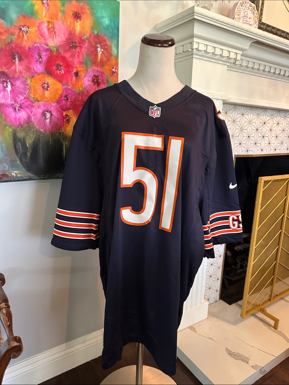 Nike Navy Football Butkus Jersey with Orange & White #51